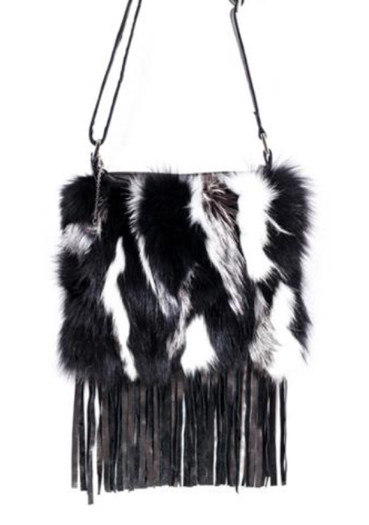 detail Women's handbag GENA BAG SMALL FRINGE BLK/WHT