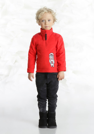 detail Children's sweatshirt Poivre Blanc W18-1550-BBBY Fleece Sweater scarlet red2