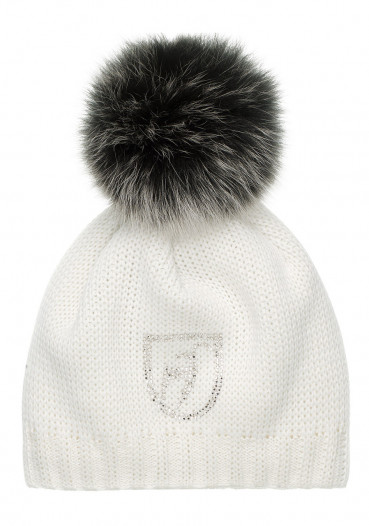 detail Women's hat Toni Sailer Beanie Fur Bright White