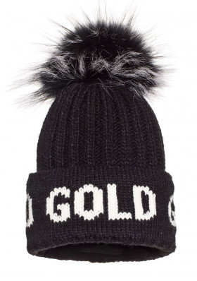Women's hat Goldbergh Hodd Beanie Real Raccoon Fur Black