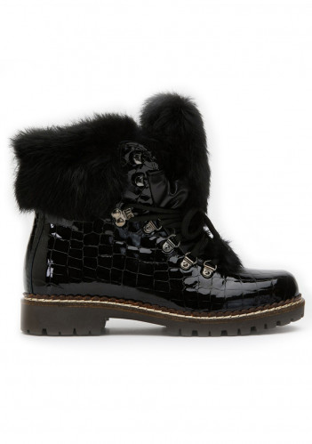 Women's fur boots Nis 1515404/A Scarponcino Pelle Vittelo Black