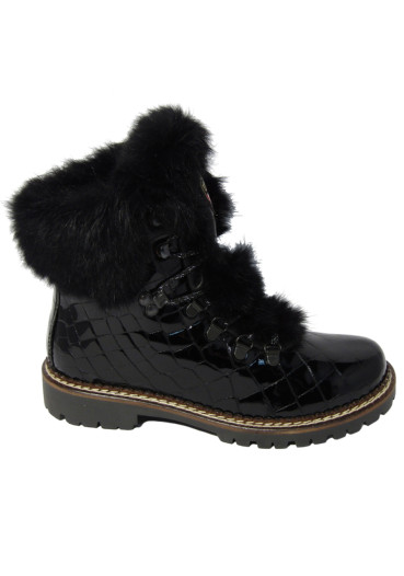 detail Women's fur boots Nis 1515404/A Scarponcino Pelle Vittelo Black