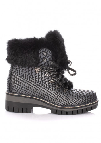 Women's winter boots Nis 1915450/36 Scarponcino Pelle St.Rettile Bk/Sil Lapin