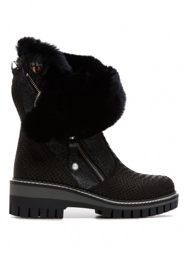 detail Women's winter boots Nis 2015457/1 Scarponcino Zip Pelle St. Rettile Bk/Rex