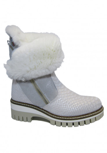 detail Women's winter boots Nis 2015457/2 Scarponcino Zip Pelle St. Rettile Latte/Rex
