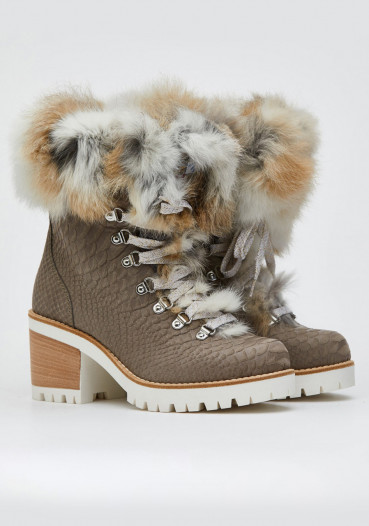 detail Women's winter boots Nis 2015471/2 Scarponcino Pelle St. Rettile Sasso/Lapin