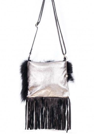detail Women's handbag GENA BAG SMALL FRINGE BLK/WHT