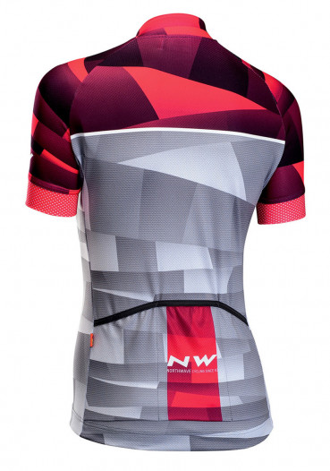 detail Women's cycling jersey Northwave Origin Woman Jersey Short Sleeves Magenta/Grey