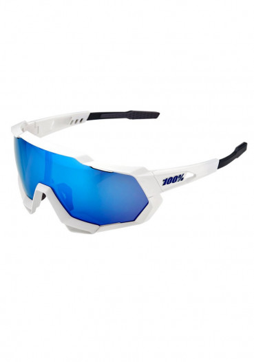detail 100% Speedtrap Sunglasses Matte White-Hiper Blue