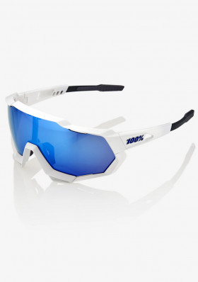 100% Speedtrap Sunglasses Matte White-Hiper Blue